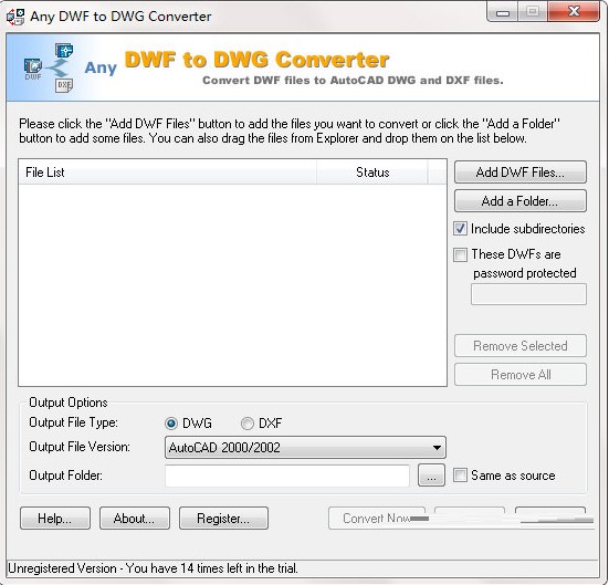 Any DWF to DWG ConverterdwfD(zhun)dwgD(zhun)Q򣩳Ҋ(jin)(wn)}